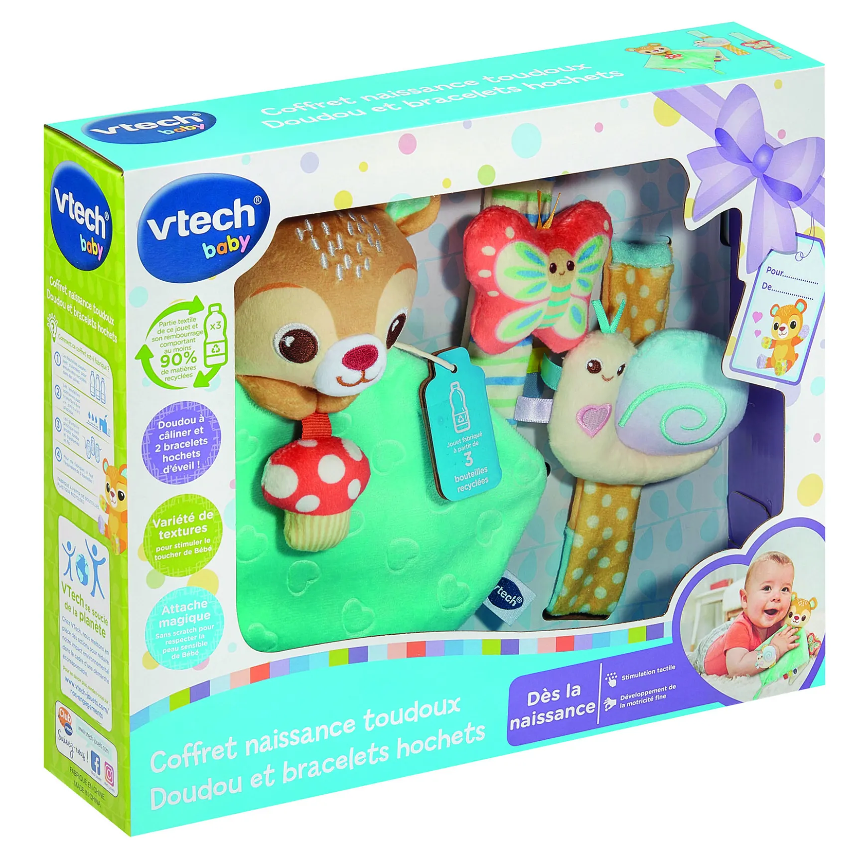 Coffret naissance toudoux - Doudou et bracelets hochets
