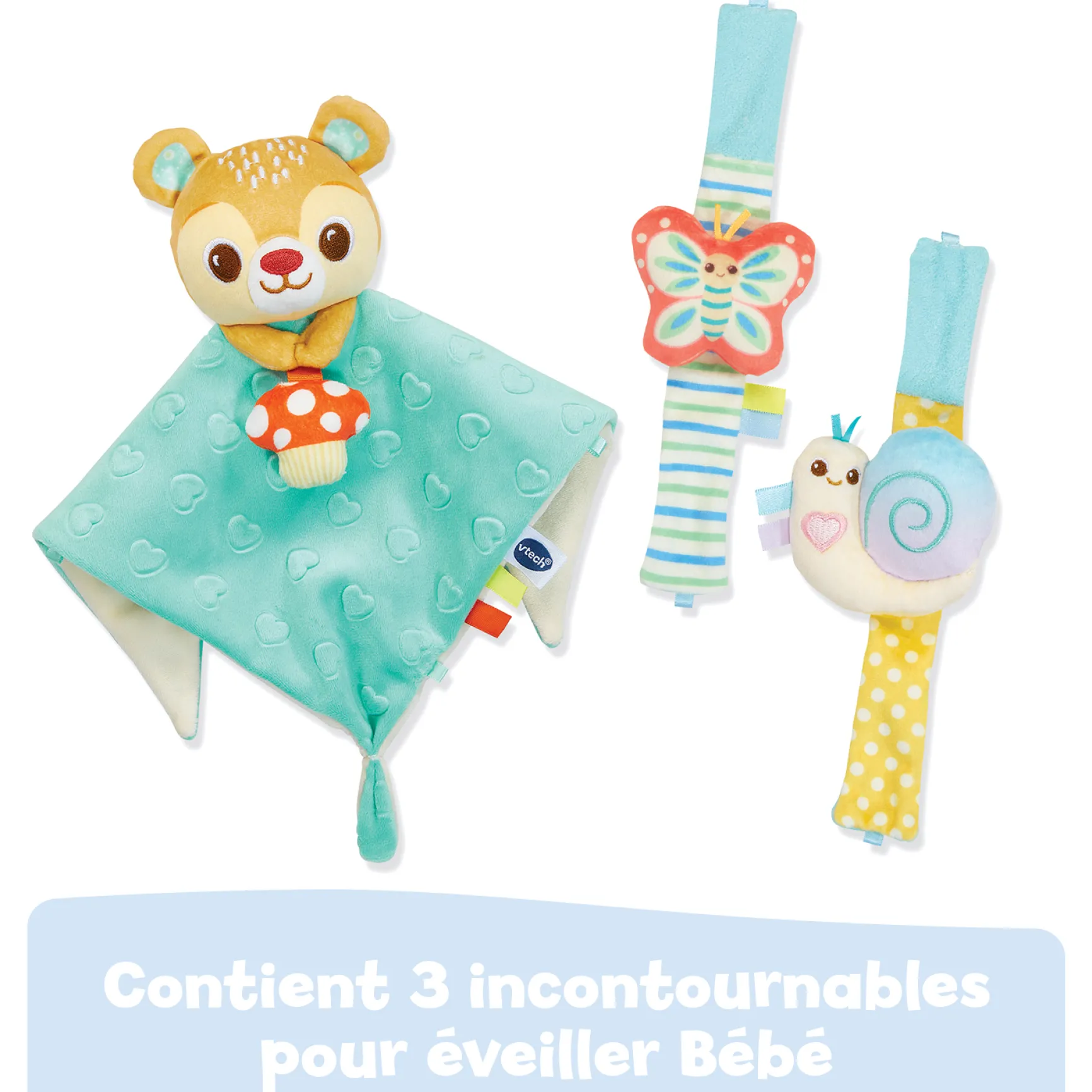 Coffret naissance toudoux - Doudou et bracelets hochets