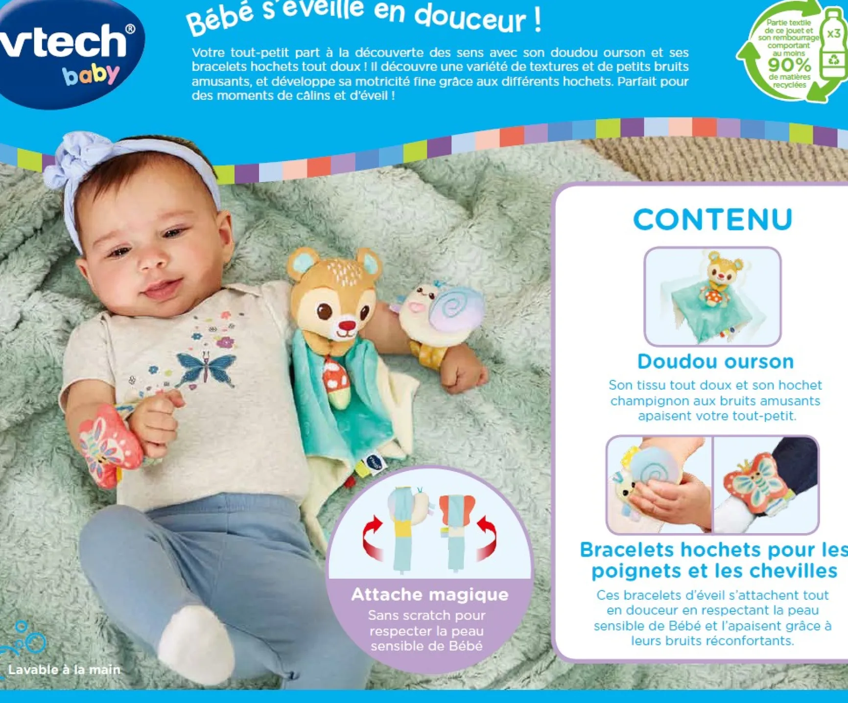 Coffret naissance toudoux - Doudou et bracelets hochets