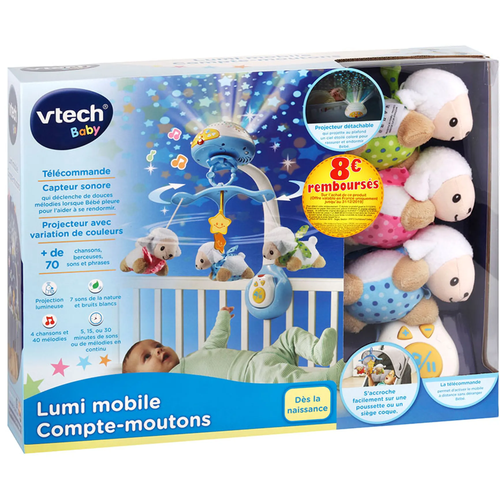 Lumi mobile Compte-moutons bleu - mobile pour bébé