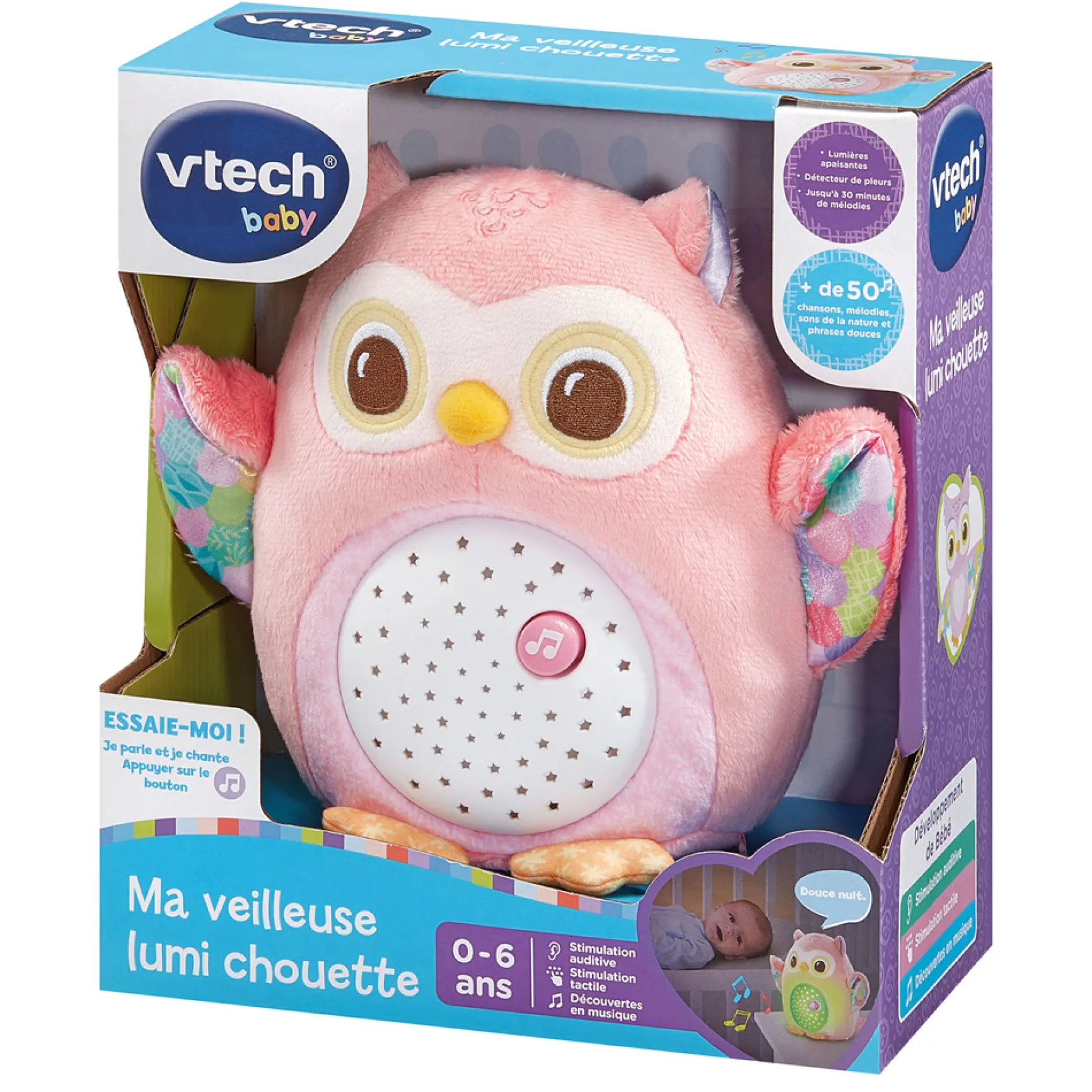 Ma veilleuse lumi chouette rose
